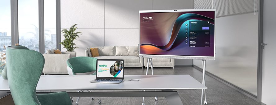 Yealink MeetingBoard conference room solutions,consists of a 4k camera and Smart collaboration whiteboard,Enhanced productivity through the Interactive Microsoft Teams Rooms Device, paired with our All-in-One Electronic Board.
